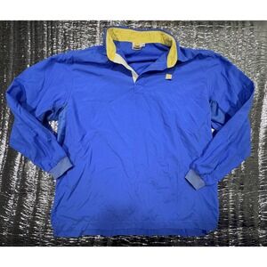 Solumbra Ultimate Polo Shirt Mens M Blue Yellow USA Made SPF Sun Protection
